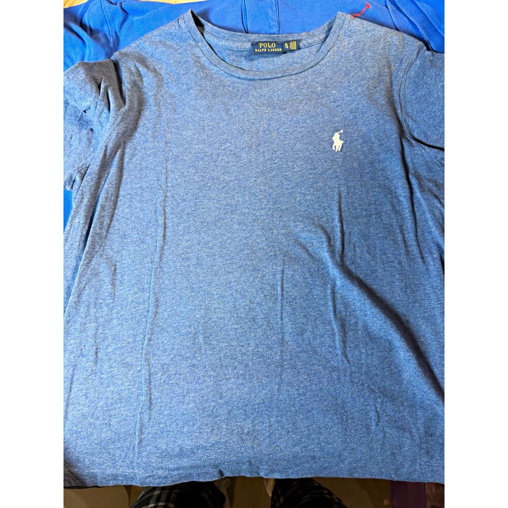 Polo Ralph Lauren Men's XL Blue Solid Embroidered Pony Logo T-Shirt Crew SS